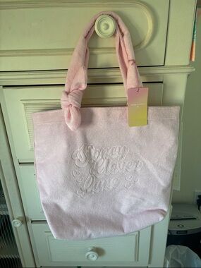 Stoney Clover Pink Terry Tote Bag with Knotted Handle